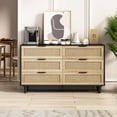 thumbnail image 1 of 51.18"6-Drawers Rattan Storage Cabinet Rattan Drawer,for Bedroom,Living Room,Black, 1 of 11
