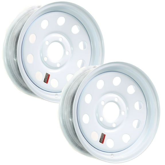 eCustomrim 2-Pack Trailer Wheel White Rims 15" Modular Style 5 Lug On 4.5 in.