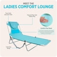 thumbnail image 5 of Ostrich The Ladies Comfort Lounger, Foldable Beach Pool Tanning Chair, Aqua, 5 of 9