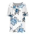 thumbnail image 4 of T-Shirts for Women Plus Size Casual Gradient Floral Printed Crewneck Short Sleeve Loose Comfy Blouse T-Shirts, 4 of 5