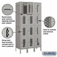thumbnail image 3 of 12" Wide Four Tier Vented Metal Locker - 3 Wide - 6 Feet High - 18 Inches Deep - Gray - Unassembled, 3 of 3
