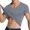 Gray, variant on Dianli Summer Fitness Men's Solid Color V Neck Short Sleeve Pullover T-Shirt Seamless Stretch Tight-Fit Quick-Dry Breathable Athletic Tee for Gym Workout