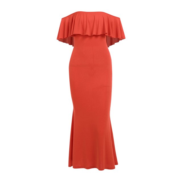 VISgogo, vestido de noche con hombros descubiertos para mujer, elegante vestido de baile con volantes de Color sólido para cóctel, fiesta de boda VISgogo moda