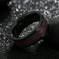 thumbnail image 7 of Tioneer Black Tungsten Carbide Carbon Fiber Red Groove Wedding Band Ring Men Women CZ 8MM Engraving, 7 of 7