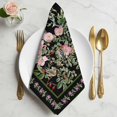 thumbnail image 2 of Black Spring Floral Cloth Napkins, Elegant Pastoral Flowers Birds Watercolor Washable and Reusable Dinner Napkins Set of 6, Table Napkin for Kitchen Party Birthday Wedding Hotel Housewarming 20"x20", 2 of 9