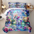 thumbnail image 2 of Metsweet Magical Unicorn Twin Quilt Set, Princess Castle Butterfly Twin Coverlet Set, 2 of 7