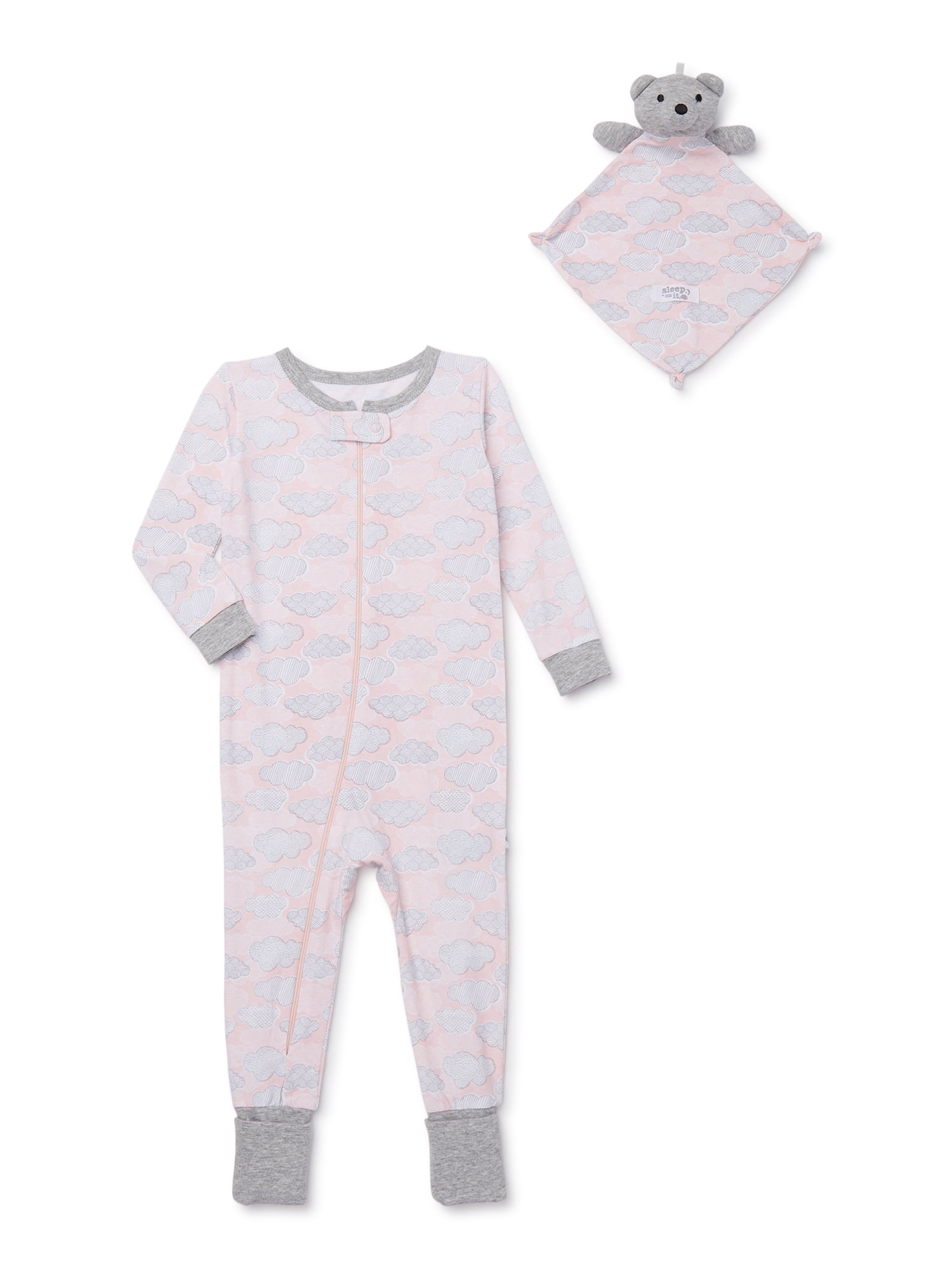 Sleep On It Baby Girl’s Convertible Footed Sleeper Pajamas with Free Matching Blanket Buddy
