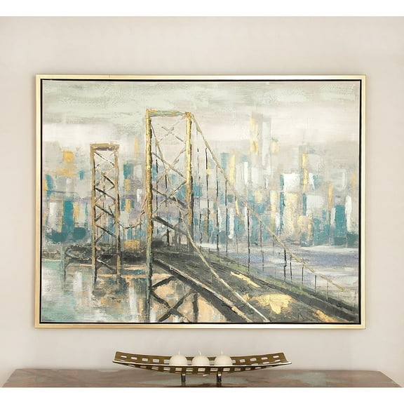 DecMode Indoor Light Brown Canvas Traditional City Framed Wall Art