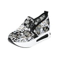 thumbnail image 3 of Domzle Women's Floral Embroidery Mesh Sneakers Breathable Slip On Wedges Walking Shoes Fashion Lace Platform Sneakers Hidden Wedge High Top Comfort Work Outdoor Travel Sports Shoes Black, 3 of 7