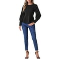thumbnail image 2 of INSPIRE CHIC Women's Lantern Long Sleeve Peplum Tops Crewneck Babydoll Blouses Shirts Tops, 2 of 6