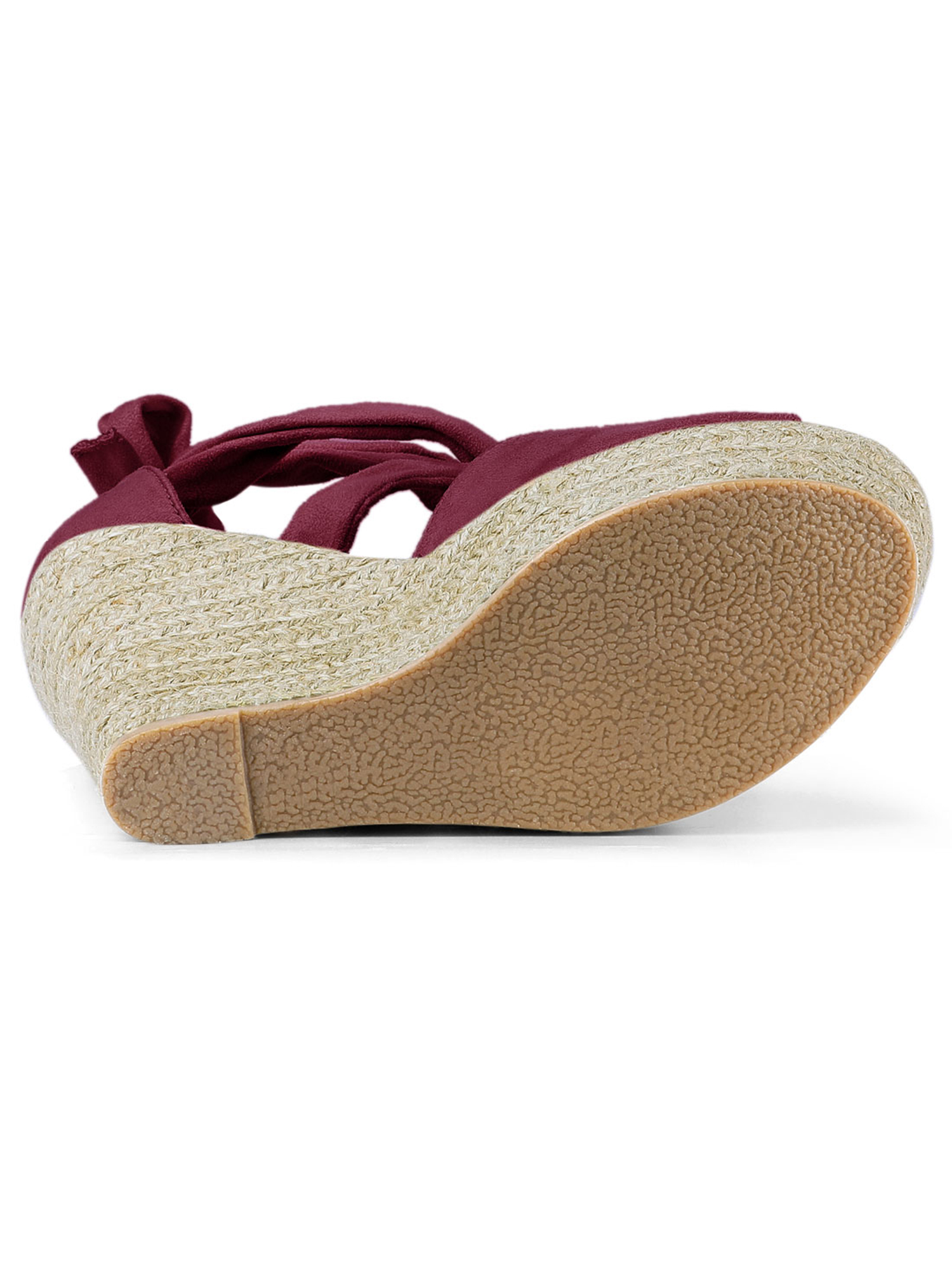 DARING DIVA Women's Lace Up Espadrilles Platform Wedges Sandals Burgundy 7.5