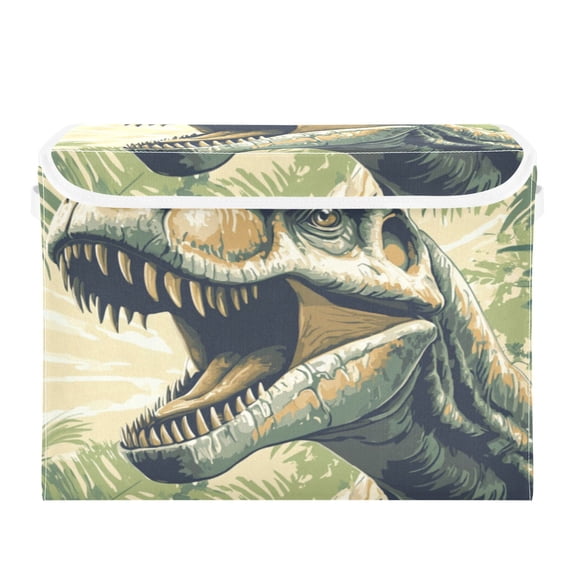 Storage Box With Lid 16.5x12.6x11.8In Foldable Stacked Household Storage Box Big Green Dinosaur