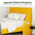 thumbnail image 3 of Amolife King Size Modern Platform Upholstered Bed Frame with Deluxe Wingback, Yellow, 3 of 7