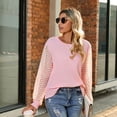 thumbnail image 4 of SWSMCLT Women's Long Sleeve Blouse Soft Crewneck Sweat Shirt Sweatshirt Knit Fashion Fall Sheer Spring Home Winter Pink 3X-Large, 4 of 5