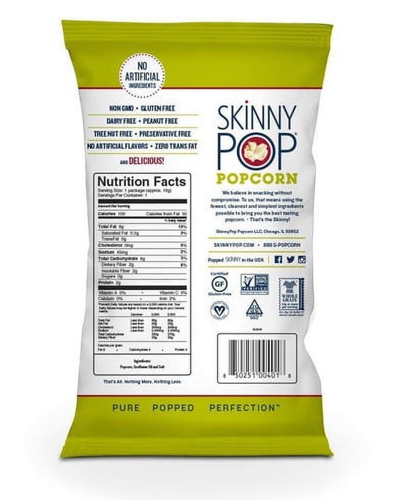 Skinny Pop Popcorn, Original, 0.65 Oz, 24 Ct