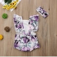 thumbnail image 5 of Nouveau-né Bébé Fille Floral Romper + Bandeau 2Pcs Coton Bodyfits Set, 5 of 5