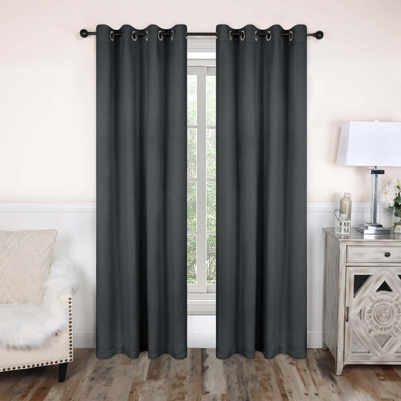 Superior Blackout Solid Light Filtering Grommet Curtain Panel Set, 52"X 72", Grey