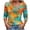 #0008-Orange, variant on Uootdi Womens Tees Asymmetrical Lapel V Neck 3/4 Sleeve Side Button Front Watercolor Feather All Over Print Soft Knit Going Out Tops for Women Slim Fit Party Stretchy Summer Tops for Women