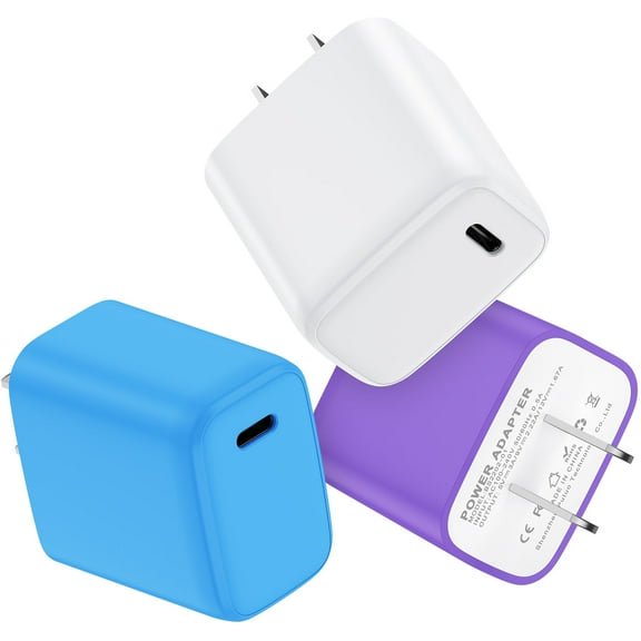 USB C Charger Block Fast Charging, AndHot 3-Pack PD 20W Type C Wall Charger Adapter USB C Power Adapter Charger Plug Box ,Fast Charger Block Type C Brick Cube Compatible for iPhone Android, Mixed