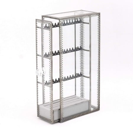 JC MAN Earring Holder Display Rack Glass Ear Rings Organizer Jewelry Hanger Vertical Antique Ear Stubs Display Stand Storage Box, Hanging Jewelry Organizers