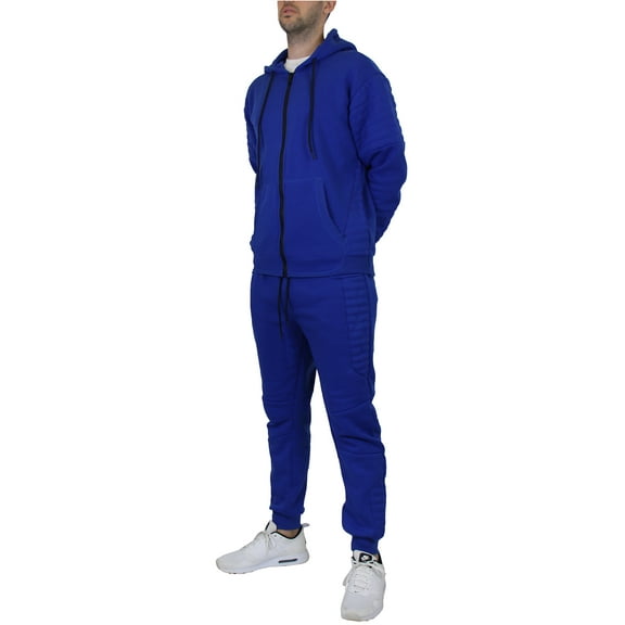 Men's Fleece-Lined Moto Hoodie & Jogger 2-Piece Set (Sizes, S-3XL)