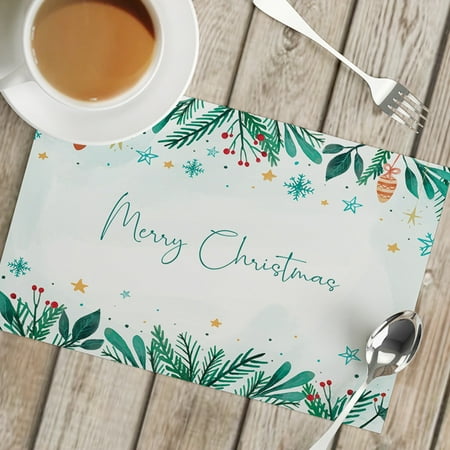 

Christmas Linen Placemat Insulated Mat Table Mat Party Home Napkins Holiday Gifts