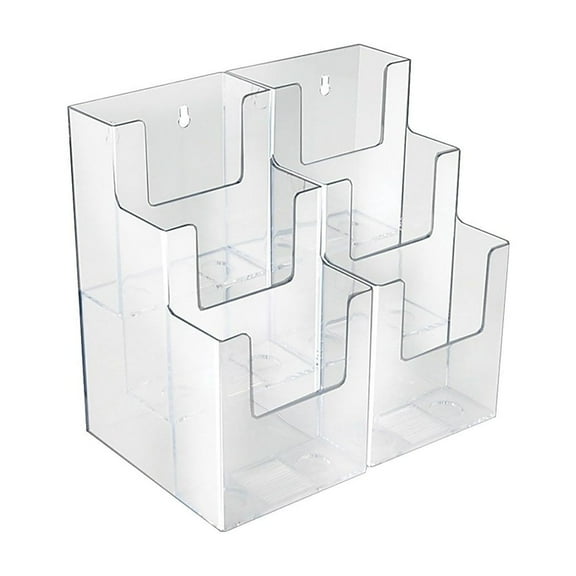 Three-Tier Six-Pocket Trifold Brochure Holder, 2-Pack