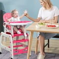 thumbnail image 2 of OLAKIDS 5 in 1 Baby High Chair, Convertible Toddler Table Chair Set, Rocking Chair, Multi-Function Seat with Lockable Universal Wheels, Adjustable Seat Back, Removable Trays, 2 of 9