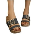 thumbnail image 4 of LOVZFMLL Women's Chunky Sandals Fashion Buckle Two Straps Cork Clogs Slip On Comfort Walking Slides Summer Casual Beach Vacation Dress Shoes Black 8.5, 4 of 7