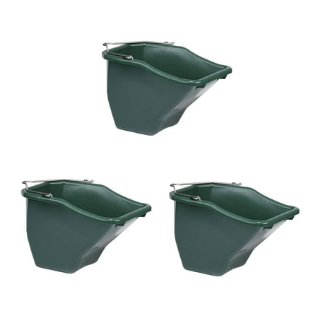 Little Giant 10-Quart Plastic Flat Back Livestock Feed Bucket, Green (3 Pack)