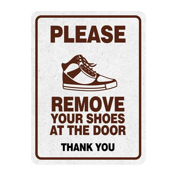 Portrait Round Plus Please Remove Your Shoes At The Door Thank You Wall or Door Sign | Public Notice Signs - Large