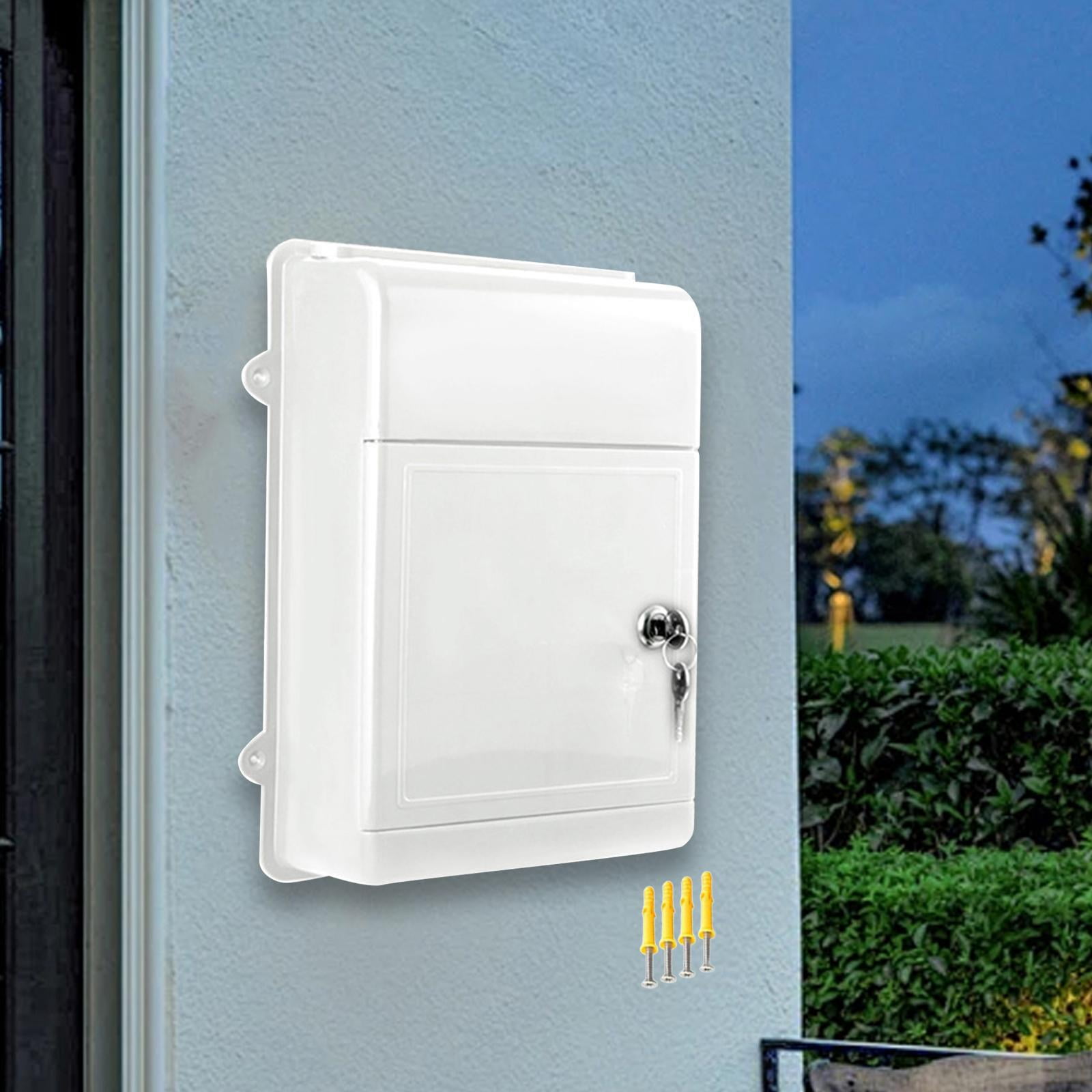 Baoblaze Wall Mount Mailbox Back Hollow Letter Box for Office Building Outdoor Street White
