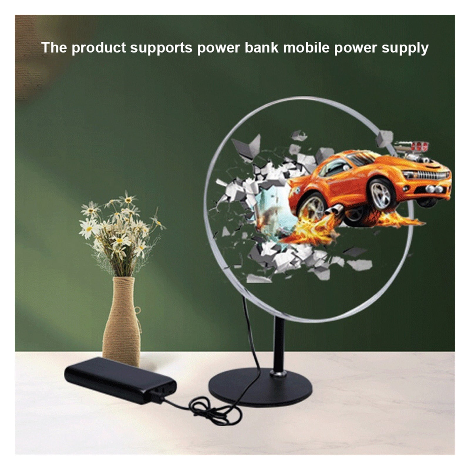 3D Hologram, 30cm Wifi 3D Hologram Advertising Fan 256 LED Desktop Holographic Projector Lamp Customized Photos Videos Hologram Imaging Light Ideal Advertising Tool