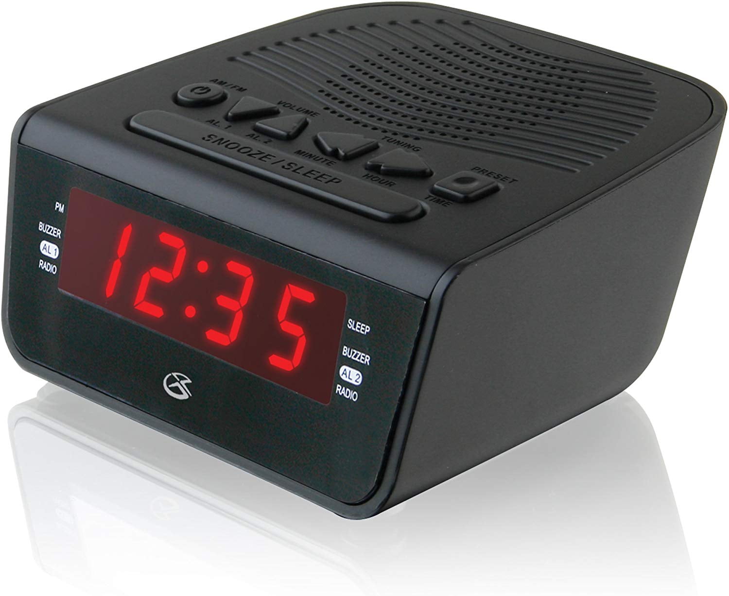 Sony AM FM Cube Alarm Clock Radio Black Brightness Auto DST Time Gradual Wake 