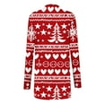 thumbnail image 3 of Christmas Outfits Lightweight Cardigan Sweater for Women Xmas Printed Open Front Plus Size Long Sleeve Blouse Outwear (L, Red E-Xmas), 3 of 4