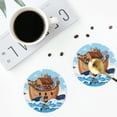 thumbnail image 4 of Honeii Animals on Noah's Ark print Leather Coaster Set of 4, ideal for safeguarding your furniture from drinks spills and effortless cleanup-Round Shape, 4 of 6