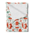 thumbnail image 2 of Fox Soft Flannel Fleece Blanket, Small Forest Animal Pattern with Foliage Leaves and Mushroom Winter Nature, Cozy Plush for Indoor and Outdoor Use, 50" x 70", Dark Coral Almond Green, by Ambesonne, 2 of 5
