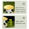 thumbnail image 4 of Cute Martial-art Panda Mug with Chivalrous Hat Shape Lids, Hand-painted Ceramic Coffee Mug, Creative Thickened Insulated Mug with Bamboo Shape Handle, Best Gifts Collection(Laughing Style), 4 of 5