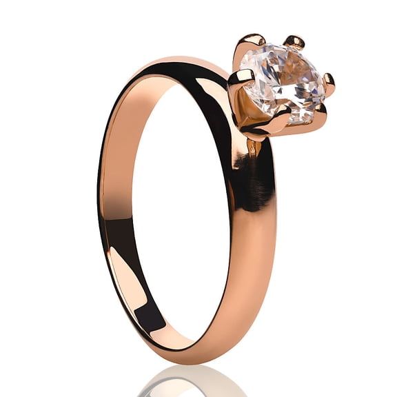 Rose Gold Solitaire Wedding Ring,CZ Wedding Ring,Titanium Wedding Ring,Engagement Ring,Proposal Ring