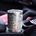 thumbnail image 5 of 30oz Pioneer Flower Floral Print Pattern Tumbler, Double Wall Vacuum Insulated Cup, BPA-Free Leak Proof Lid & Reusable Straws, Hot 12h, Cold 34h, 5 of 6