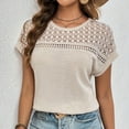 thumbnail image 5 of ZyeKqe Summer Tops for Women Trendy Crochet Short Sleeve Shirts Hollow out Crewneck T Shirts Beach Vacation Top, 5 of 9