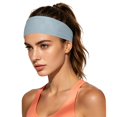 thumbnail image 2 of Womens Wide Non Slip Sweat Wicking Workout Headband,Moisture Wicking Athletic Headband for Running Yoga Cycling,Elastic Soft Wide Sweat Absorb Hair Band for Men Women,Summer Sport Headwrap Light Blue, 2 of 4