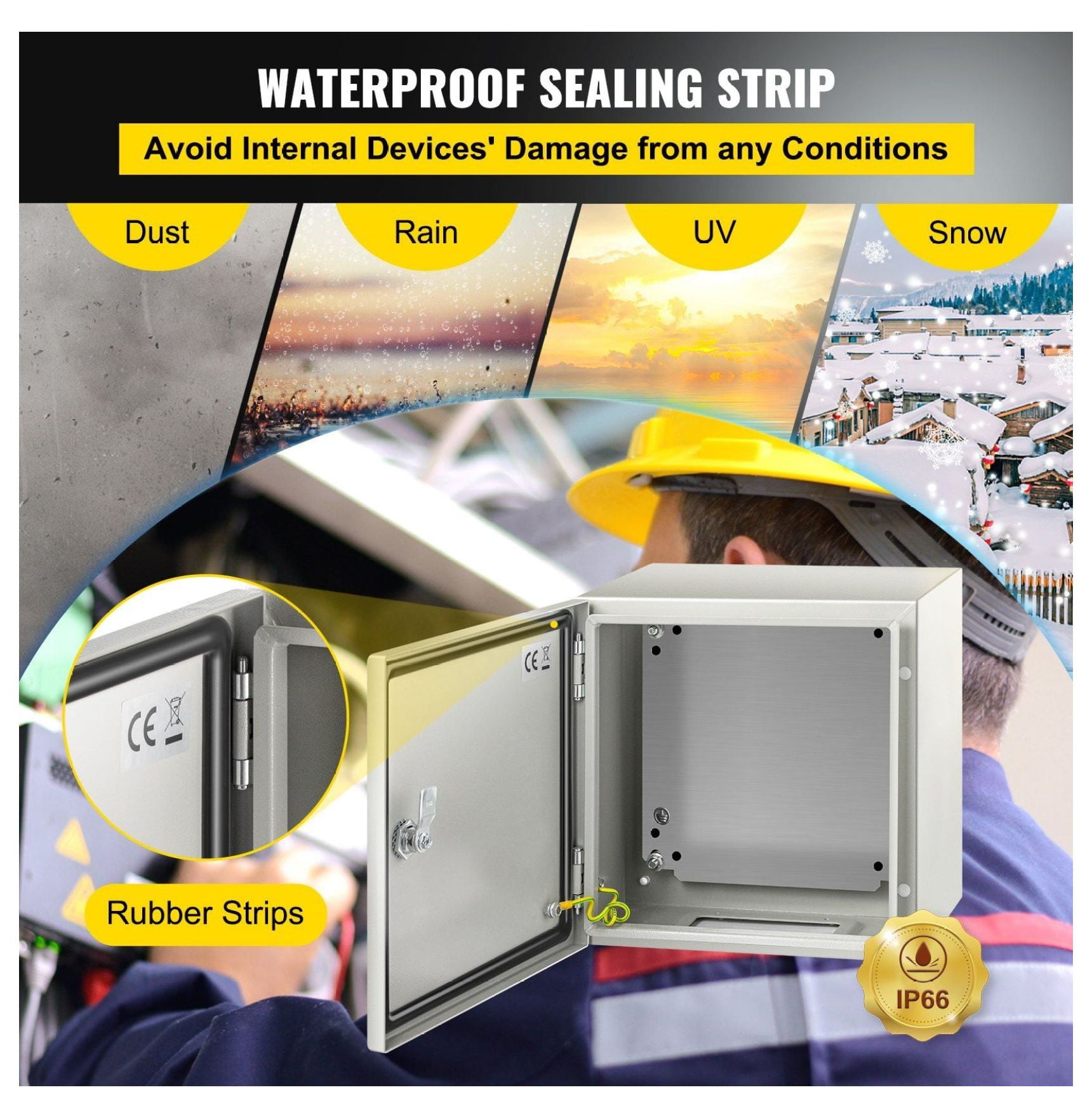 NEMA 4X Steel Enclosure 12x12x8", IP66 Waterproof Electrical Box, Outdoor Indoor Junction Box with Mounting Plate, Steel Electrical Enclosure