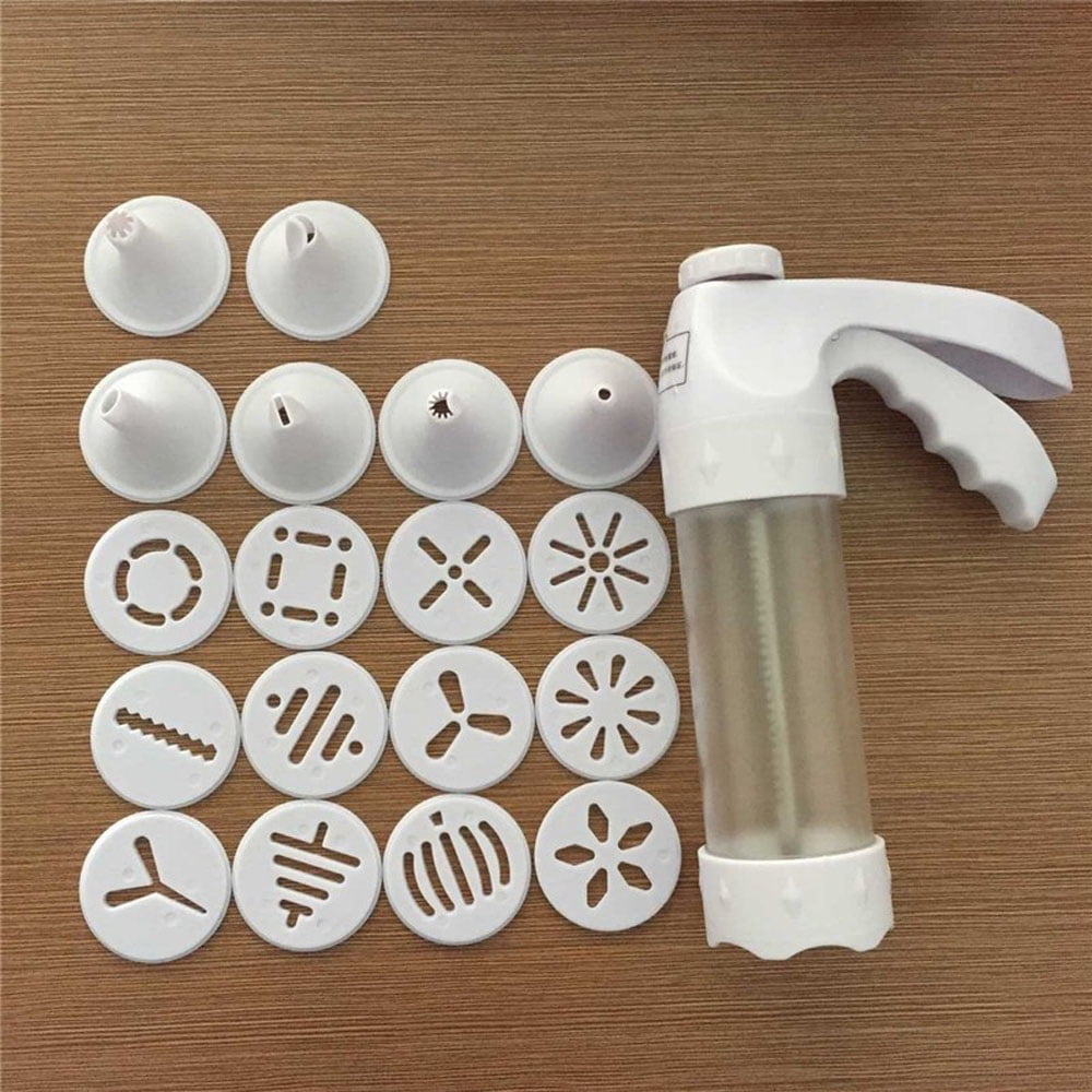 INTBUYING Plastic Cookies Gun Set Press Tools with 12 Discs and 6 Icing