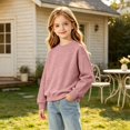 thumbnail image 6 of Grblisyd Girls Crewneck Sweatshirts Kids Fashion Loose Drop Shoulder Pullover Basic Long Sleeve Fall Winter Clothes, 6 of 6