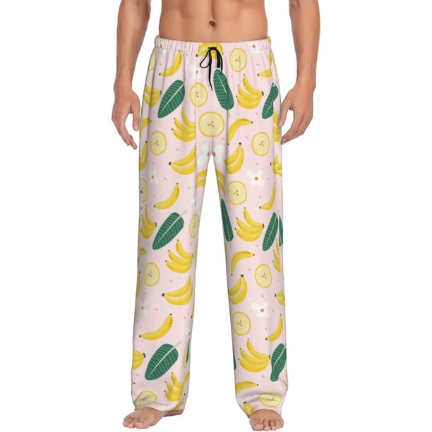 Balery Banana With Leaves Pantalones de pijama para hombre, pijama ultraligero, pantalón de descanso-Large