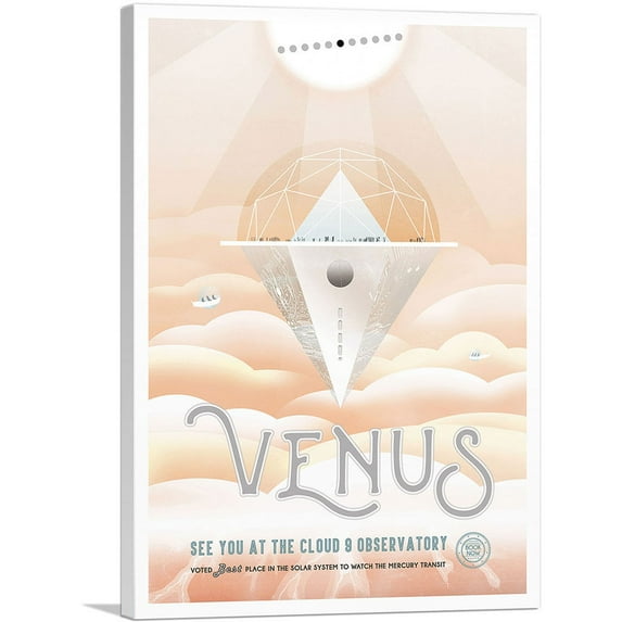 ARTCANVAS Venus Cloud 9 Observatory NASA Poster Canvas Art Print - Size: 26" x 18" (1.50" Deep)