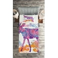 thumbnail image 2 of Ambesonne Digital Quilted Coverlet 2 Pcs, Trippy Vivid Deer, Twin Size, Mauve and Orange, 2 of 2