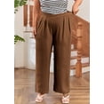 thumbnail image 5 of SHEWIN Womens Plus Size Pants Wide Leg Palazzo Pants Elasticized Back Waist Pleated Casual Work Trouser with Pockets 1X-5X, 5 of 10