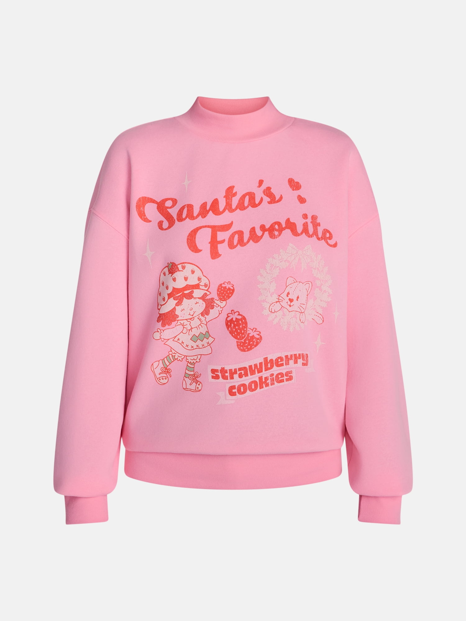 Strawberry Shortcake Women's Christmas Graphic Mock Neck Sweatshirt, Sizes XXS-XXL